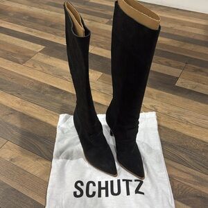 SCHUTZ- black suede heel boot lNEW size 6